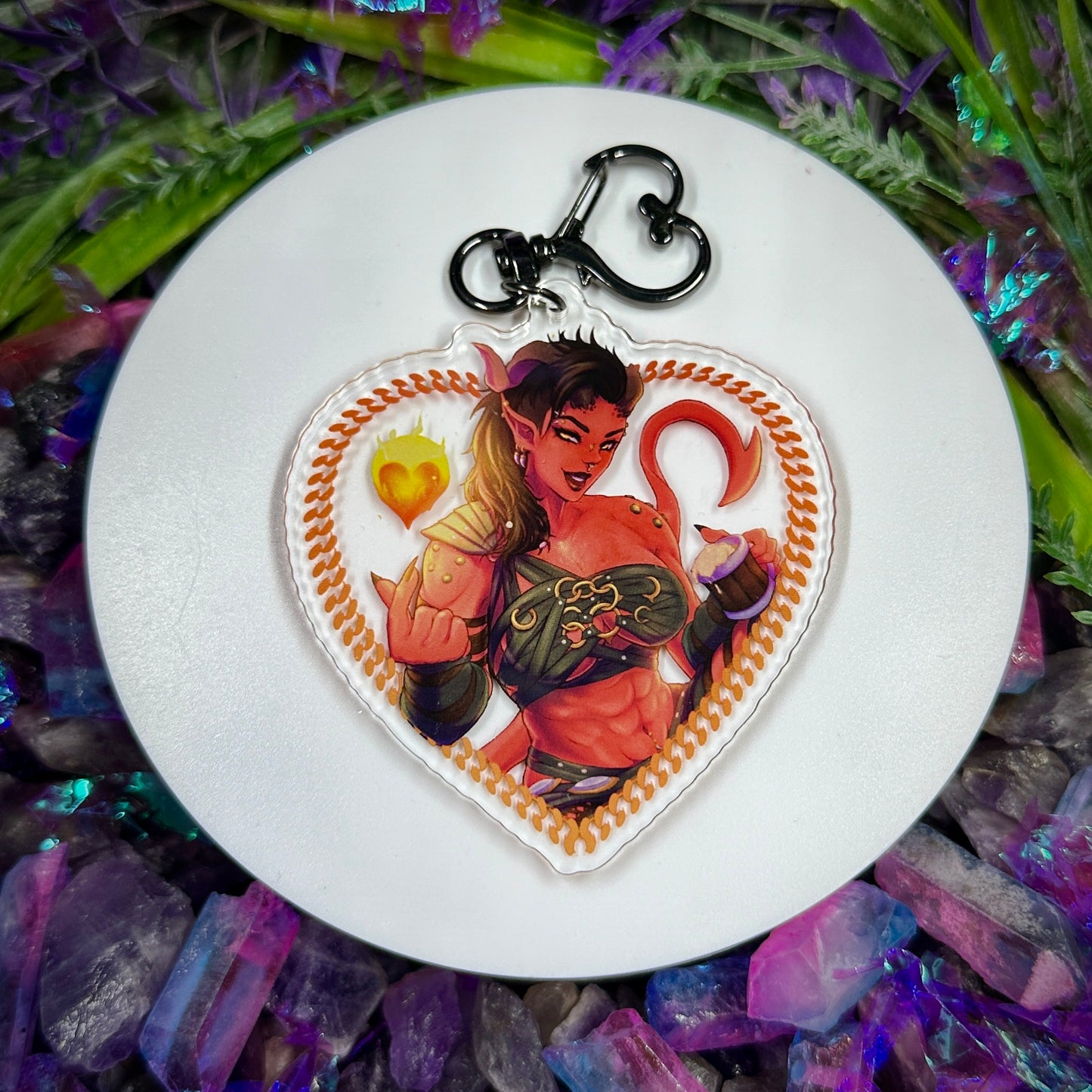 Fiery Tiefling Acrylic Charm