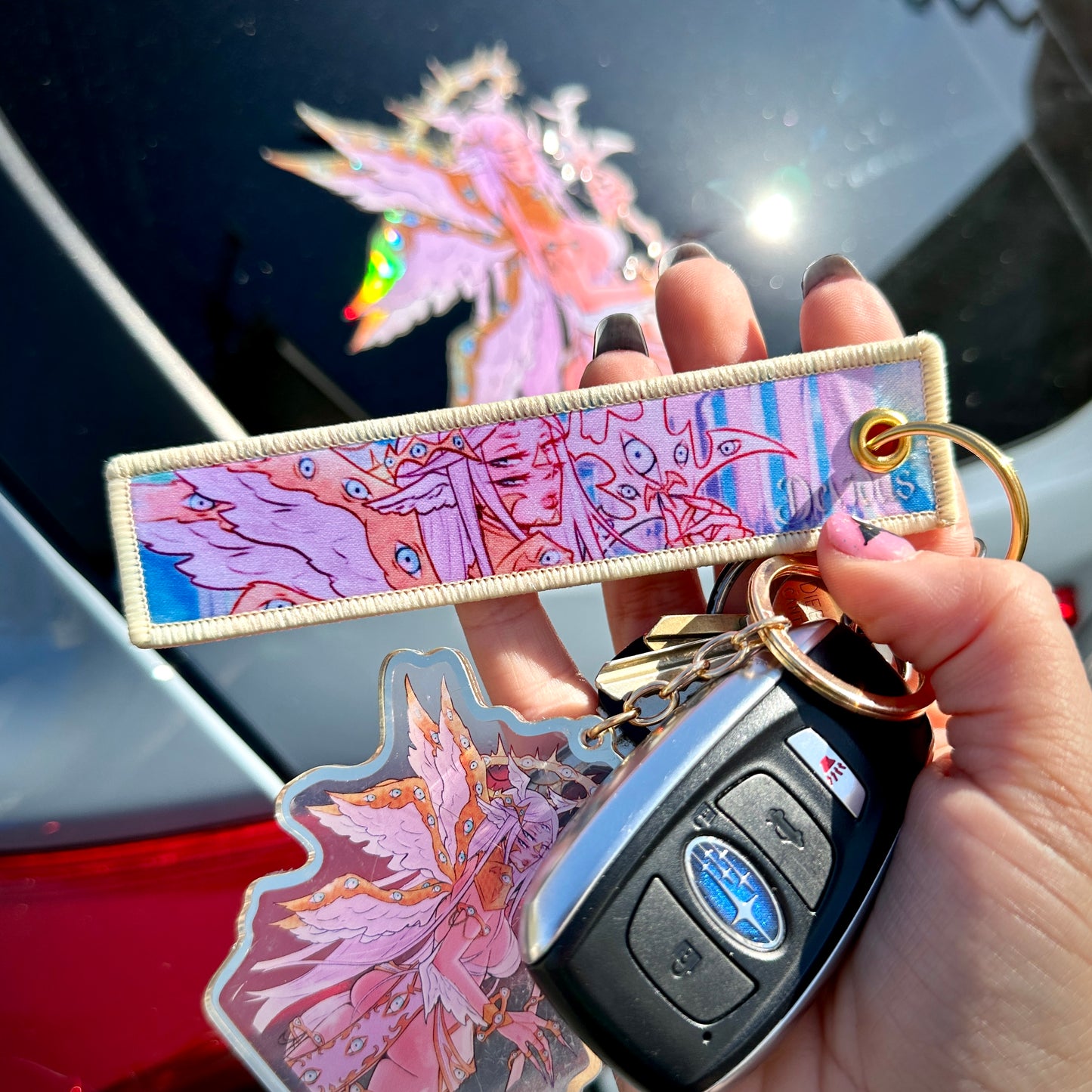Eyes Above Fabric Keychain