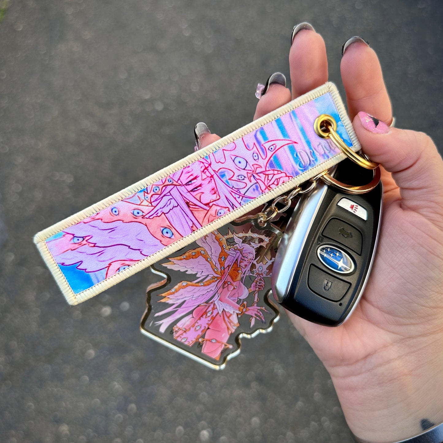 Eyes Above Fabric Keychain
