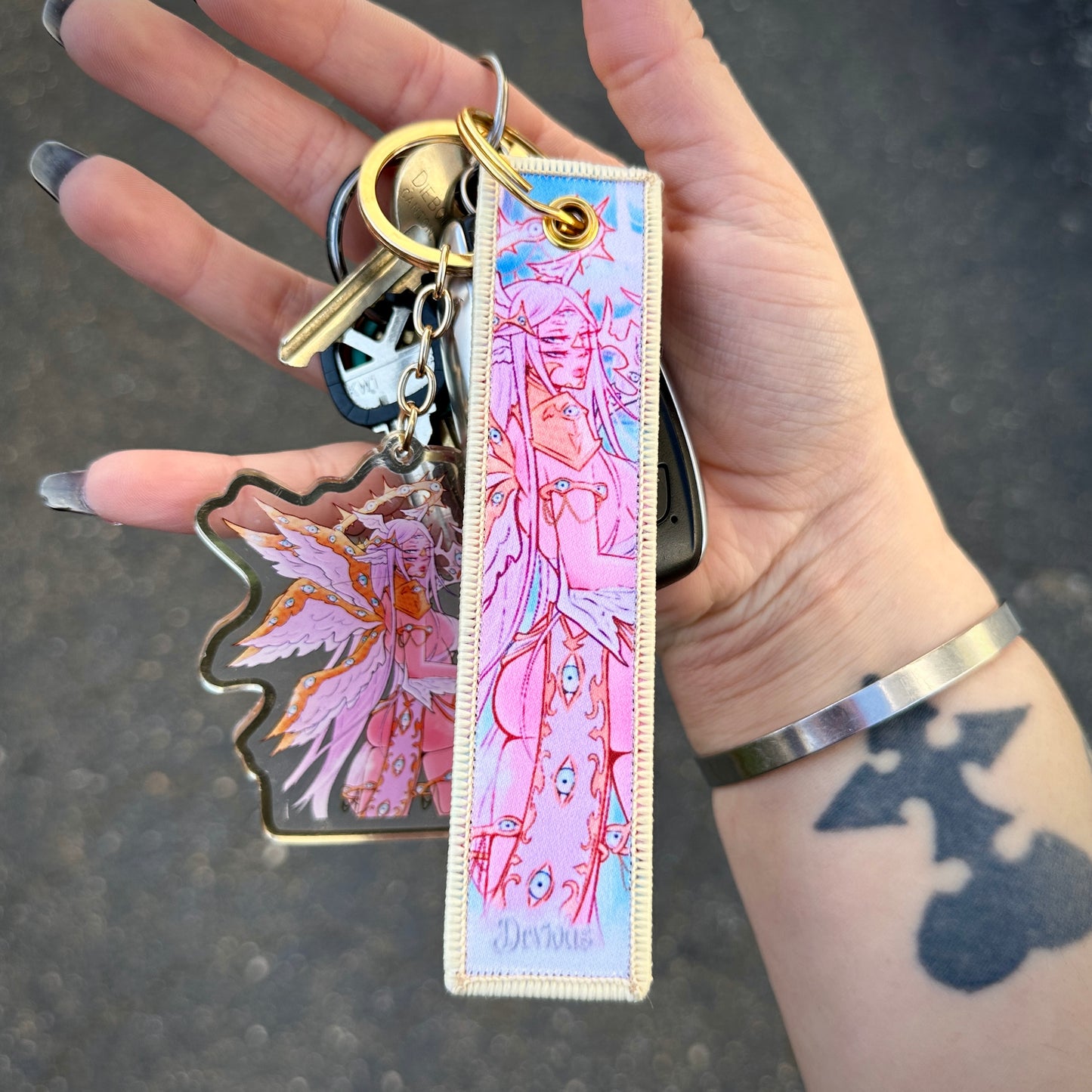 Eyes Above Fabric Keychain