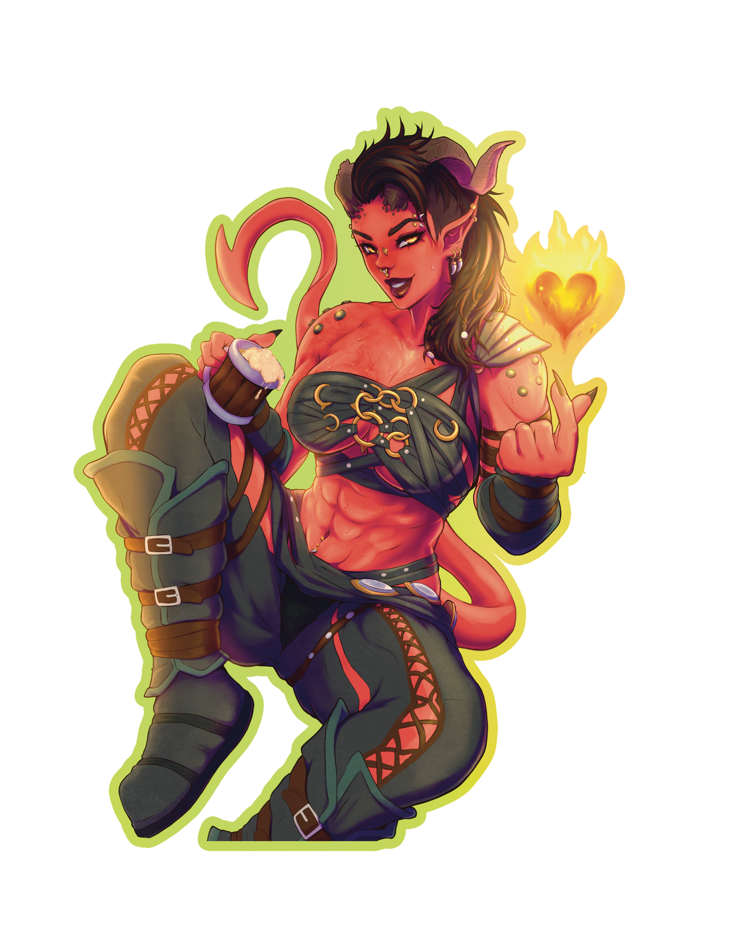 Fiery Tiefling Vinyl Sticker