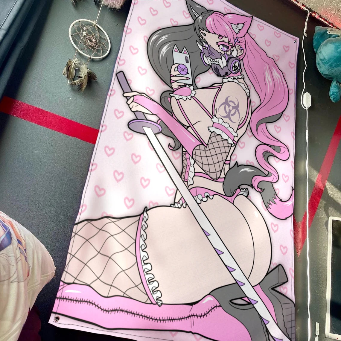 Kawaii Samurai Wall Flag