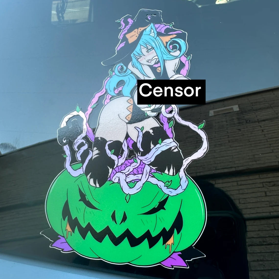 Pervy Pumpkin 6.5’’ Car Sticker NSFW Holographic