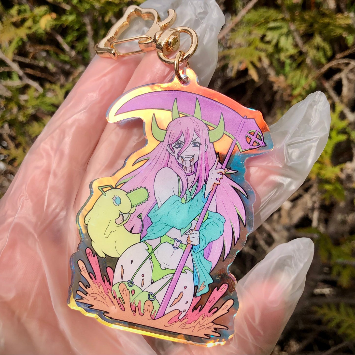Violent Vixen Rainbow Acrylic Glitter Charm