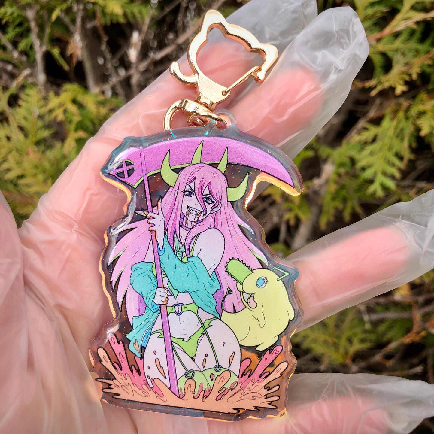 Violent Vixen Rainbow Acrylic Glitter Charm