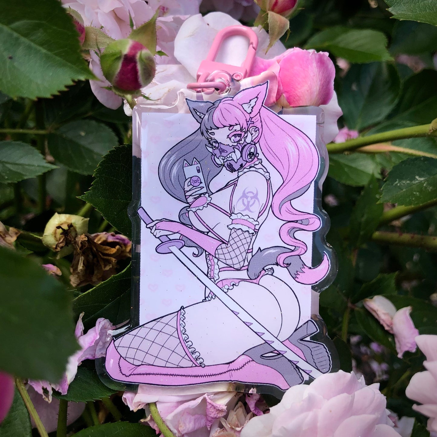 Kawaii Samurai Glitter Acrylic Charm