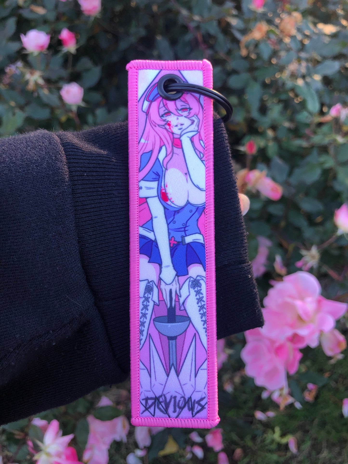 Pink Ice Queen Fabric Keychain