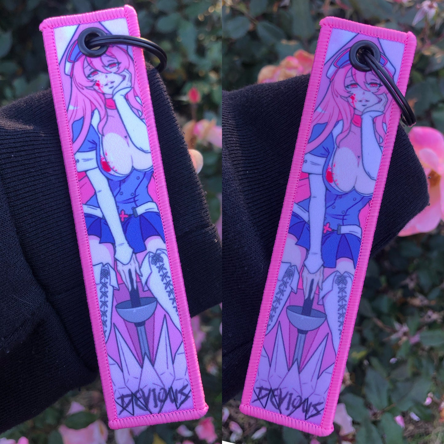 Pink Ice Queen Fabric Keychain