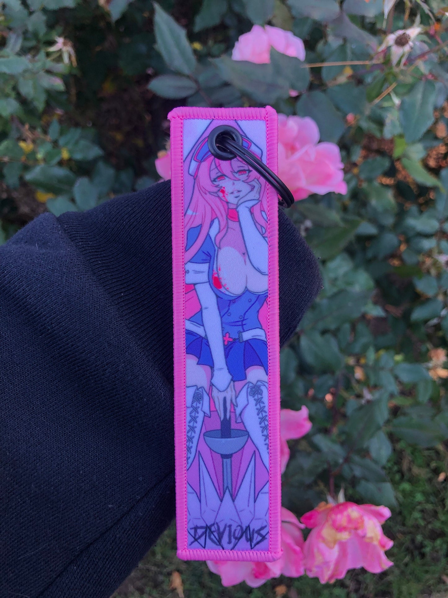 Pink Ice Queen Fabric Keychain
