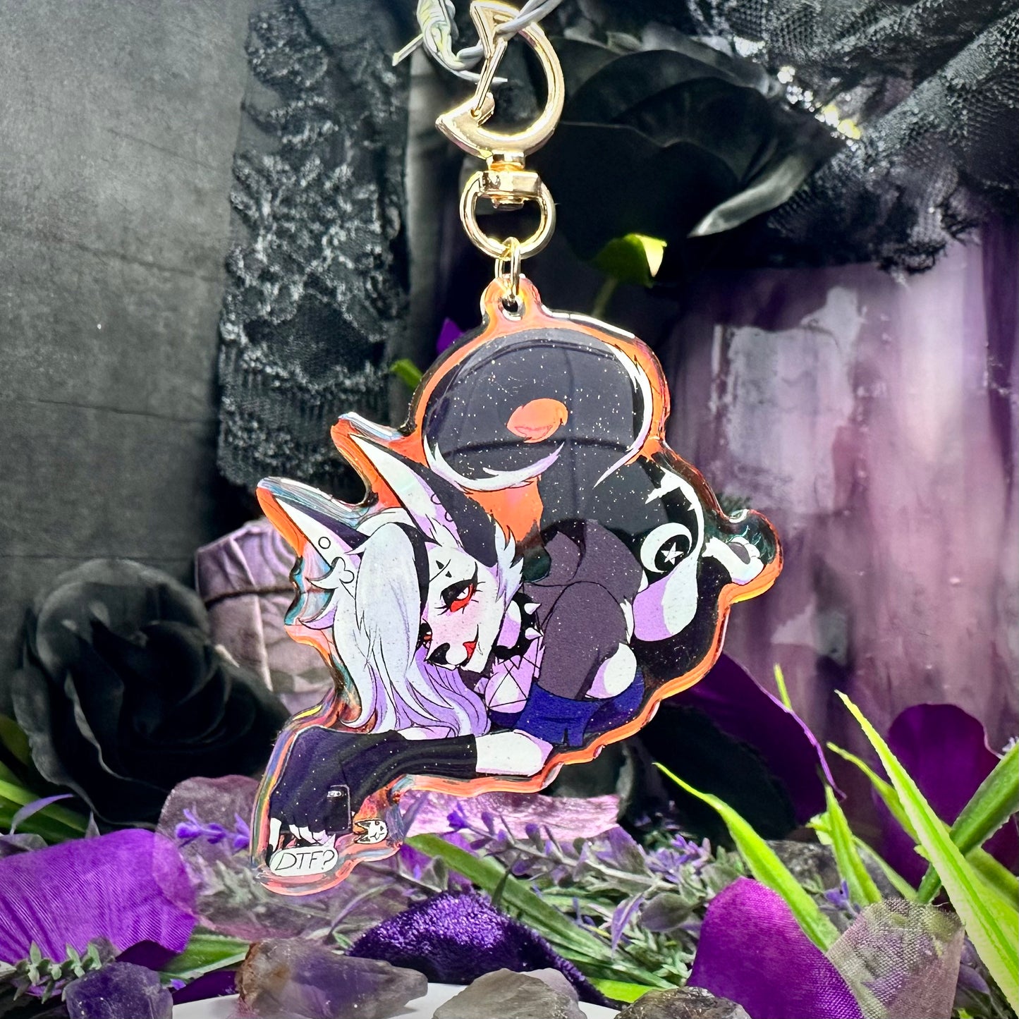 Hellish Hound Rainbow Glitter Charm