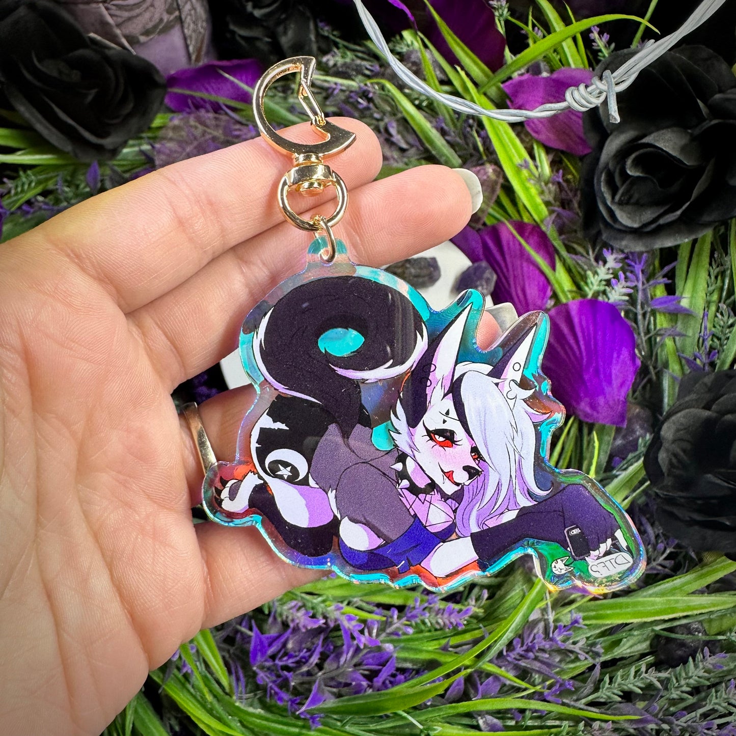 Hellish Hound Rainbow Glitter Charm