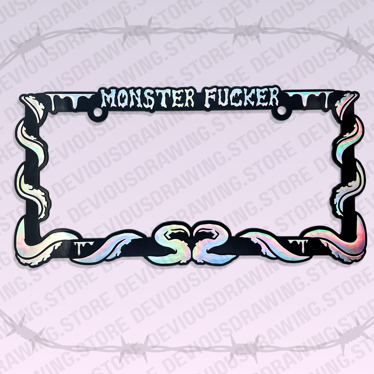 Monster Fucker Holographic License Plate Frame