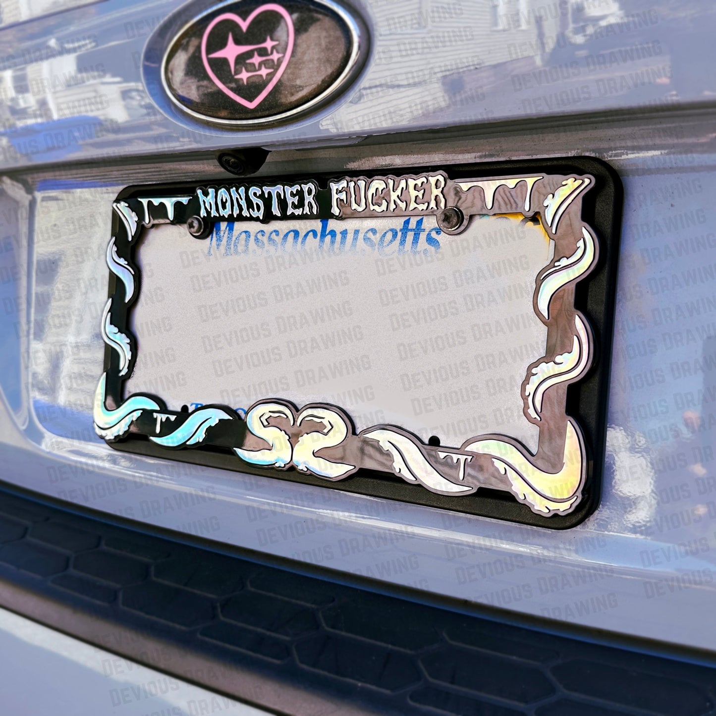 Monster Fucker Holographic License Plate Frame