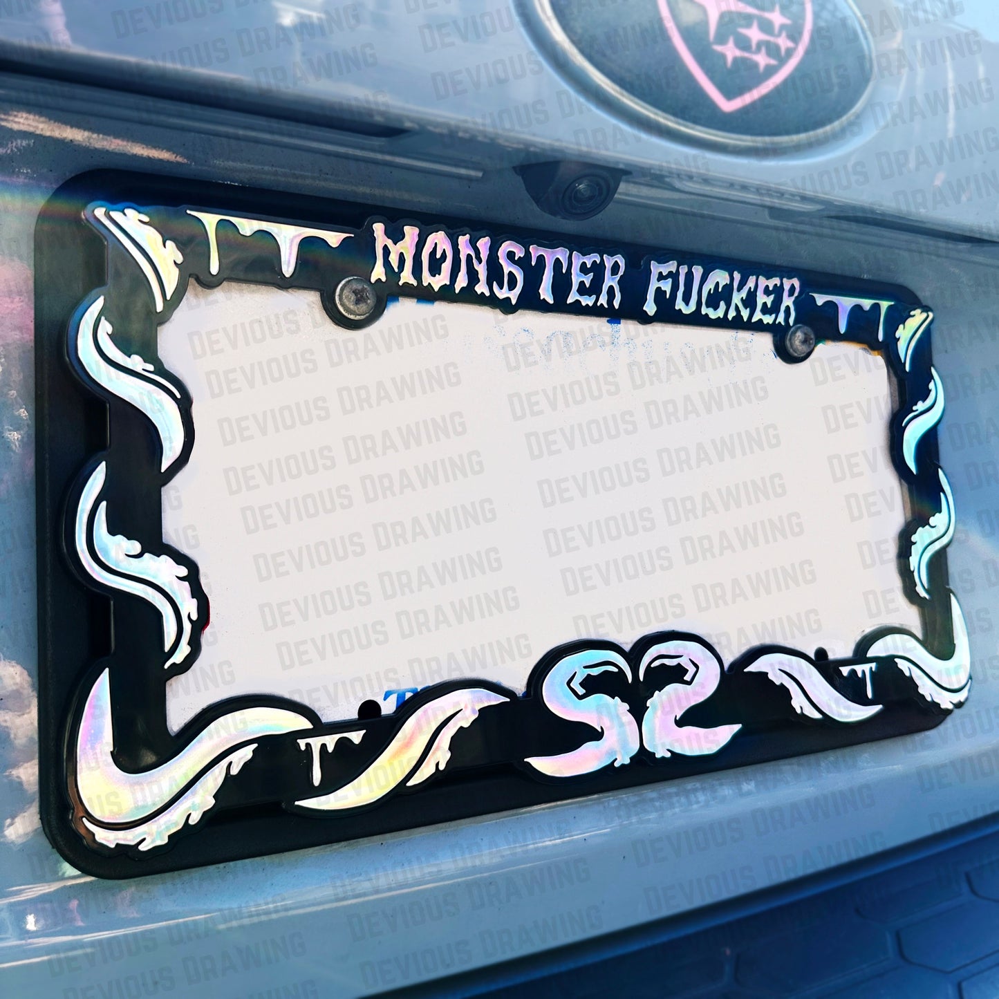 Monster Fucker Holographic License Plate Frame