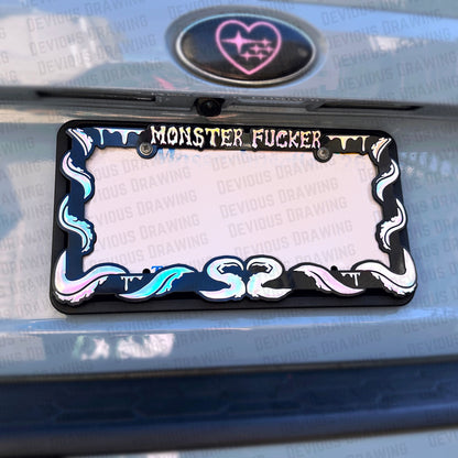 Monster Fucker Holographic License Plate Frame