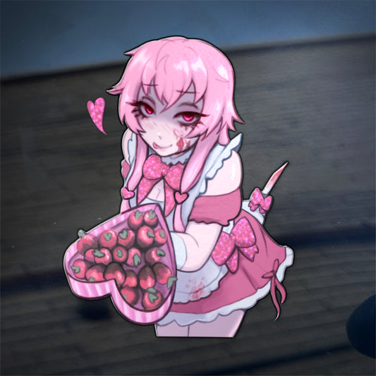Valentine Yandere Glitter Car Sticker 6.5"