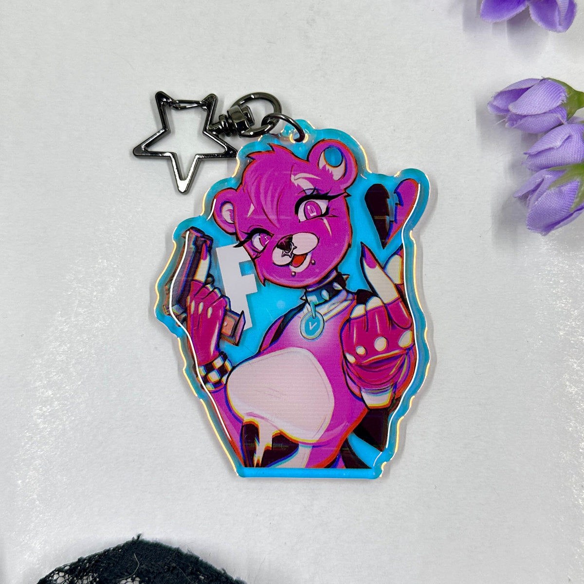 Crazed Cuddlebear Acrylic Charm
