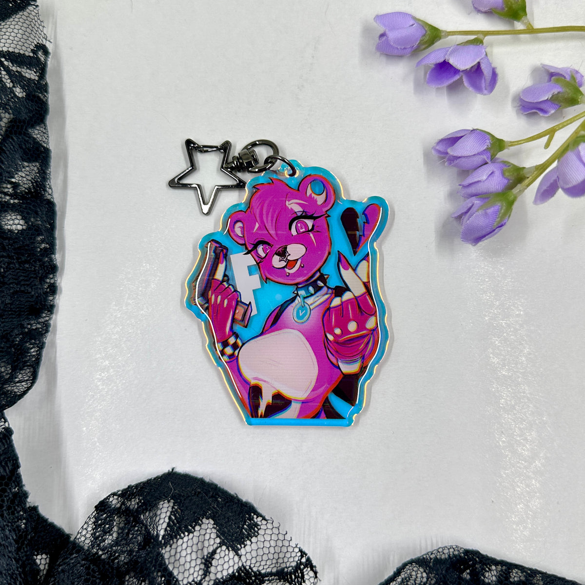 Crazed Cuddlebear Acrylic Charm