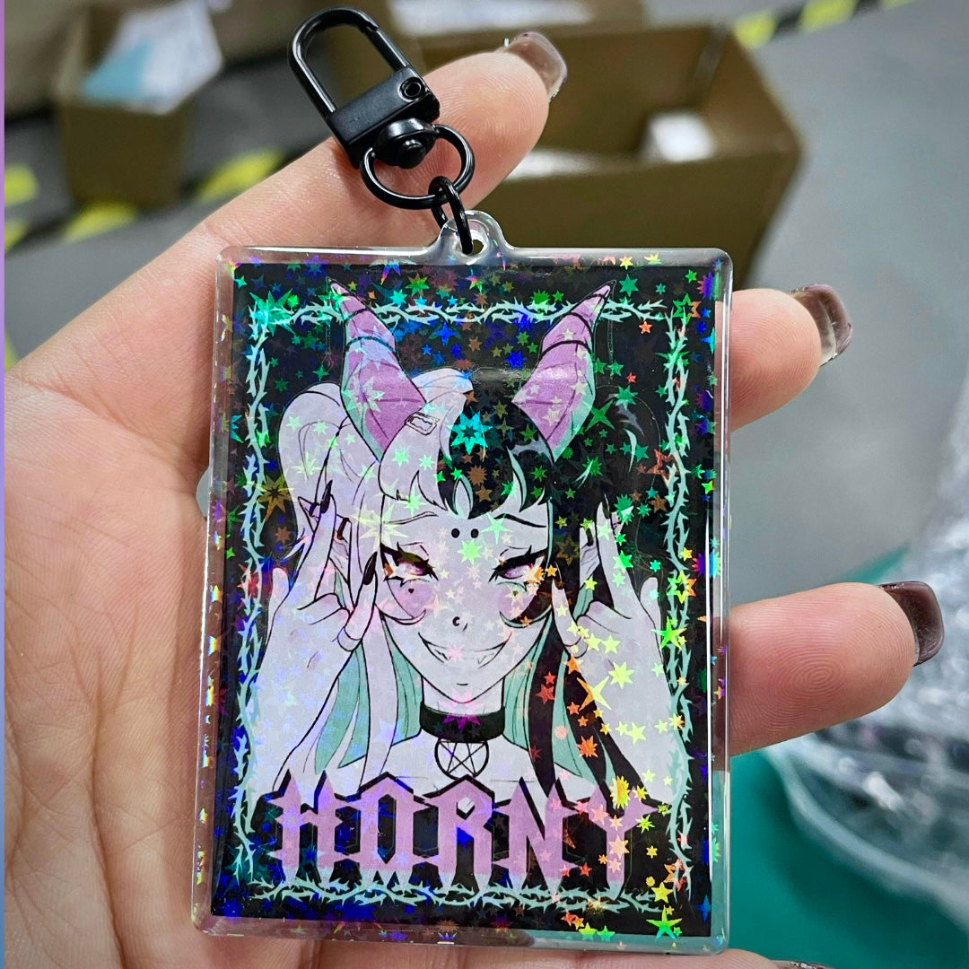 Horny Acrylic Holographic Charm