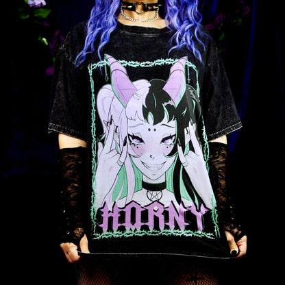 Horny Distressed Oversized T-Shirt